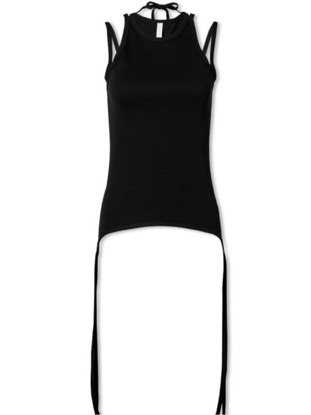 Dion Lee Split Tie Halter Tank in Black cotton